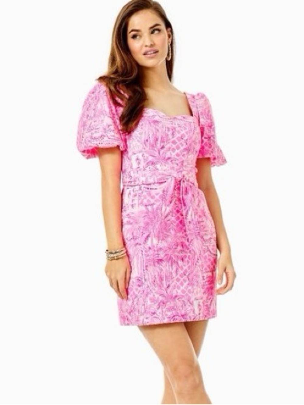 Lilly Pulitzer Merian Dress in "Pink Blossom Palm Beach Paradise”